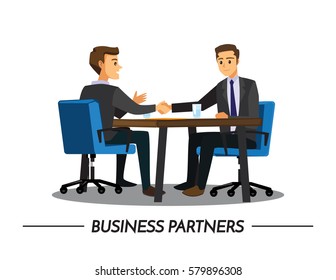 businesss and office concept - two businessmen shaking hands,Vector illustration cartoon character