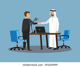 businesss and office concept - two businessmen shaking hands,Vector illustration cartoon character