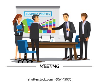 businesss and office concept - two businessmen shaking hands,Vector illustration cartoon character