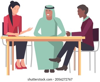 Businessteam discussing poject development planning strategy. International partnership in business. Successful negotiations, agreement in business. Business partners meeting and discussion
