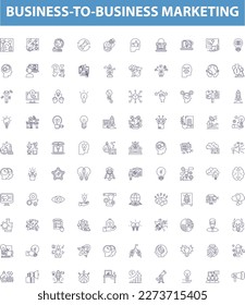 Business-to-business marketing line icons, signs set. BB, Marketing, Selling, Networking, Lead Generation, eCommerce, Content Marketing, Promotion, Customer Engagement outline vector illustrations.