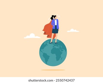 Businesswoman achieve global success or international success