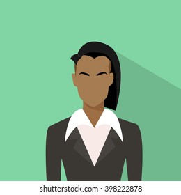 Businesswoman African American Ethnic Portrait Flat Vector Illustration