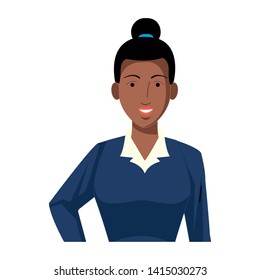 businesswoman afroamerican with bun avatar cartoon character profile picture portrait vector illustration graphic design