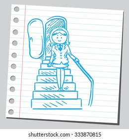 Businesswoman at airplane stairs