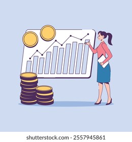 Businesswoman Analyzing Financial Growth Graph 