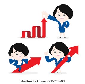 Businesswoman with up arrows