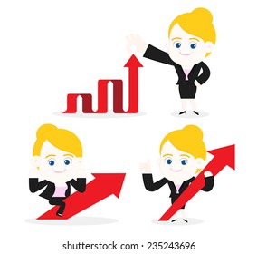Businesswoman with up arrows