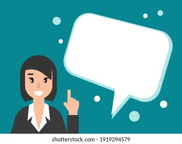 businesswoman or attorney with speech bubbles. flat vector illustration on blue background. Law consulting, juridical help online. Lawyer advice in internet. legal proceedings