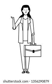 businesswoman avatar cartoon character black and white