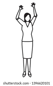 businesswoman avatar cartoon character black and white vector illustration graphic design