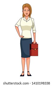 businesswoman avatar cartoon character wearing sueter and skirt vector illustration graphic design