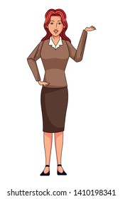 businesswoman avatar cartoon character wearing sueter and skirt vector illustration graphic design