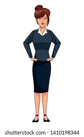 businesswoman avatar cartoon character wearing sueter and skirt vector illustration graphic design