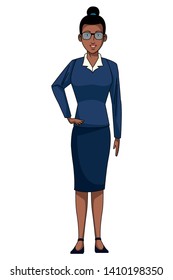 businesswoman avatar cartoon character wearing sueter and skirt vector illustration graphic design