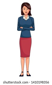 businesswoman avatar cartoon character wearing sueter and skirt vector illustration graphic design