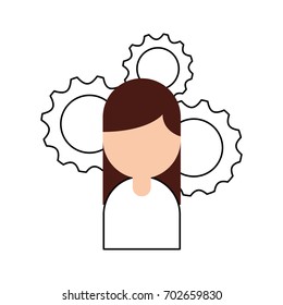 businesswoman avatar with gears