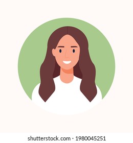 Businesswoman avatar, portrait of young female. Vector illustration cartoon flat style.