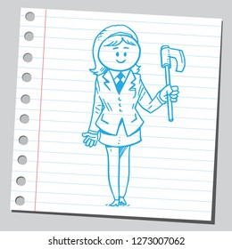 Businesswoman with axe