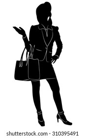 businesswoman with bag, isolated on white