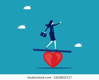 Businesswoman balances emotions in the mind. Emotional intelligence. vector illustration