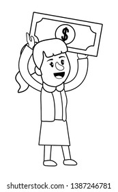 Businesswoman banking financial planning black and white