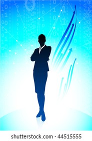 Businesswoman with Binary Code Set Original Vector Illustration