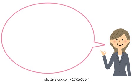 Businesswoman with blank text bubble,Balloon