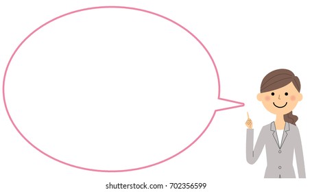 Businesswoman with blank text bubble,Balloon