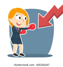 businesswoman boxing down chart