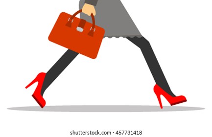 businesswoman with briefcase. flat vector illustration on a white background