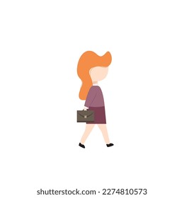 Businesswoman With Briefcase Walking On To Reach Success. Lady In Suit In hurry to reach her cabinet. Executive pacing to workplace