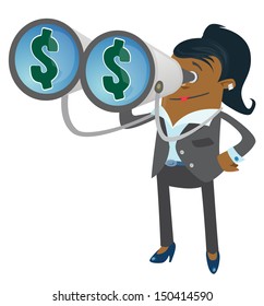 Businesswoman Buddy with Money in her Sights 