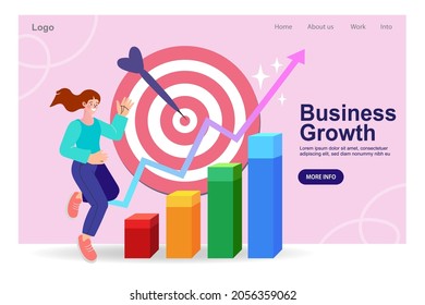 Businesswoman build organizational success by setting the right marketing target. Occupation plan. Successful work on the Internet and office. online advertising in flat design. Vector illustrations.