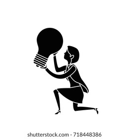 businesswoman with bulb avatar character