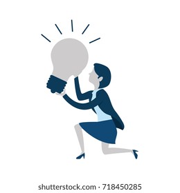 businesswoman with bulb avatar character