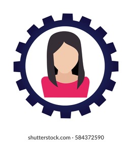 businesswoman with bulb character avatar icon