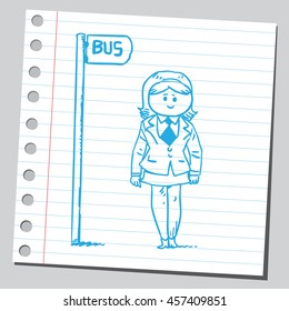 Businesswoman at bus station