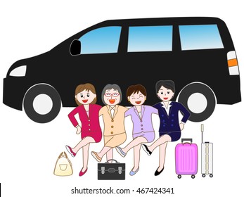It is the businesswoman of the business trip by car. Teamwork is good.