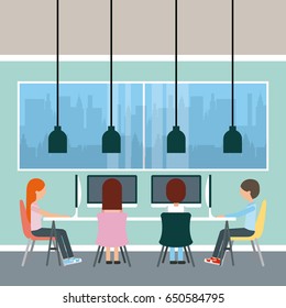 Businesswoman and businessman briefcase illustration