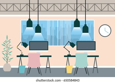 Businesswoman and businessman desk illustration