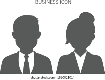 Businesswoman and businessman set avatar profile icon isolated on white background.