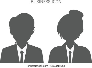 Businesswoman and businessman set avatar profile icon isolated on white background.