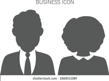 Businesswoman and businessman set avatar profile icon isolated on white background.