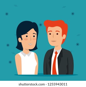 businesswoman and businessman teamwork strategy information