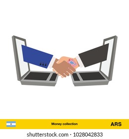 Businesswoman and businessman thinking about money. Peso banknote vector illustration.