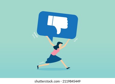 Businesswoman carry heavy unlike bubble burden, over thinking, obsessive in work, many problems, tried depressed, Vector illustration design concept in flat style