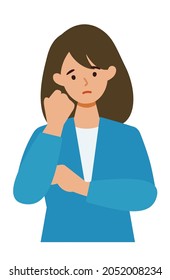 BusinessWoman Cartoon Character. People Face Profiles Avatars And Icons. Close Up Image Of Confused Woman. Vector Flat Illustration.