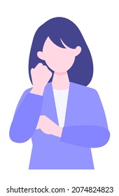 BusinessWoman Cartoon Character. People Face Profiles Avatars And Icons. Close Up Image Of Confused Woman. Vector Flat Illustration.