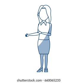businesswoman cartoon girl standing wearing skirt posing